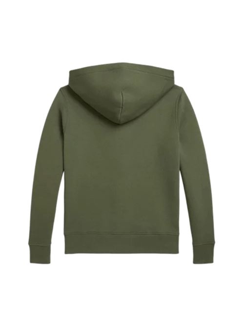 Felpa da bambino in misto cotone con zip, cappuccio, colore verde oliva menta, POLO RALPH LAUREN | 323799360053
